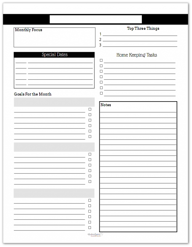 Black and White Monthly Planner Printables are here