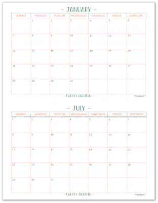 Half-Size - 2018 Dated Monthly Calendar - Single Page Per Month