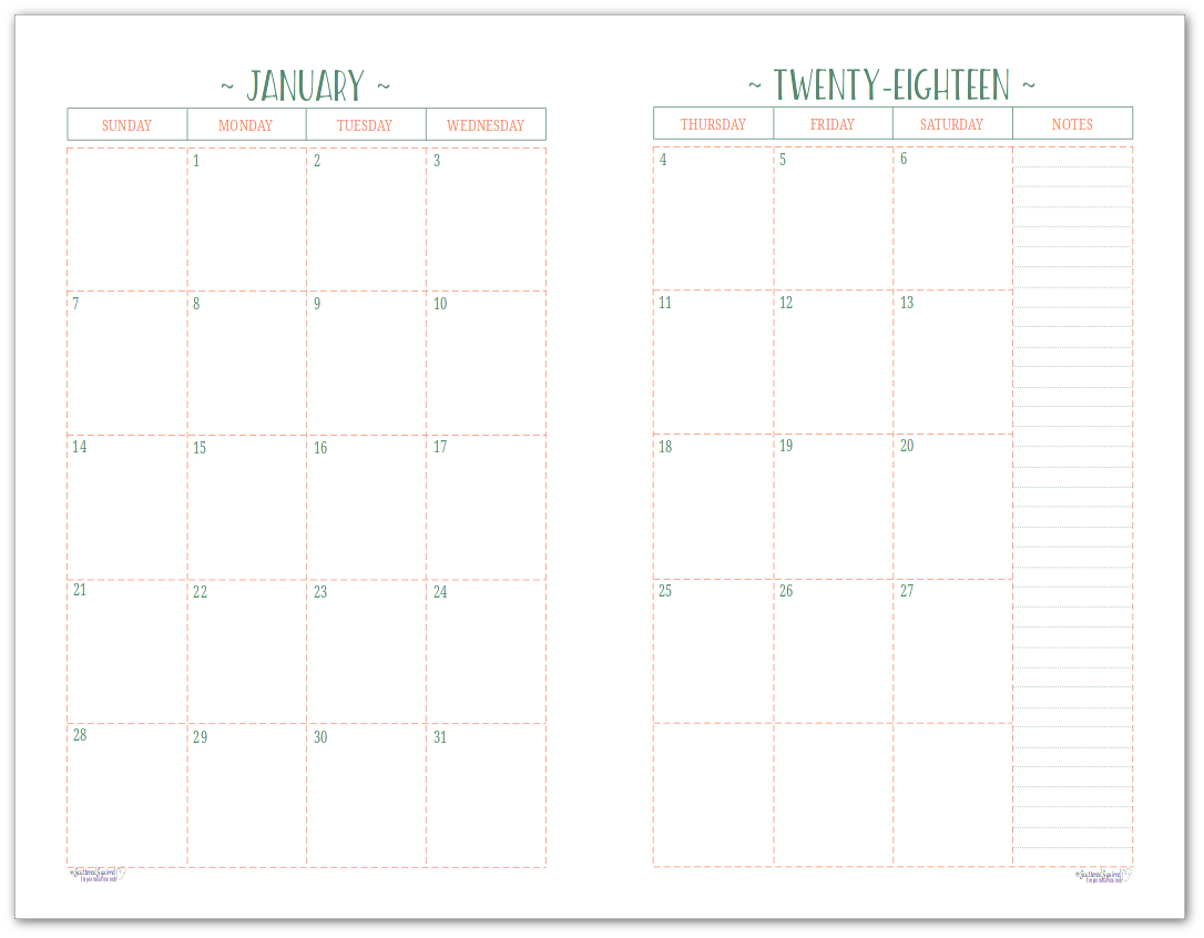 Two Page Per Month 2018 Dated Calendars are Ready