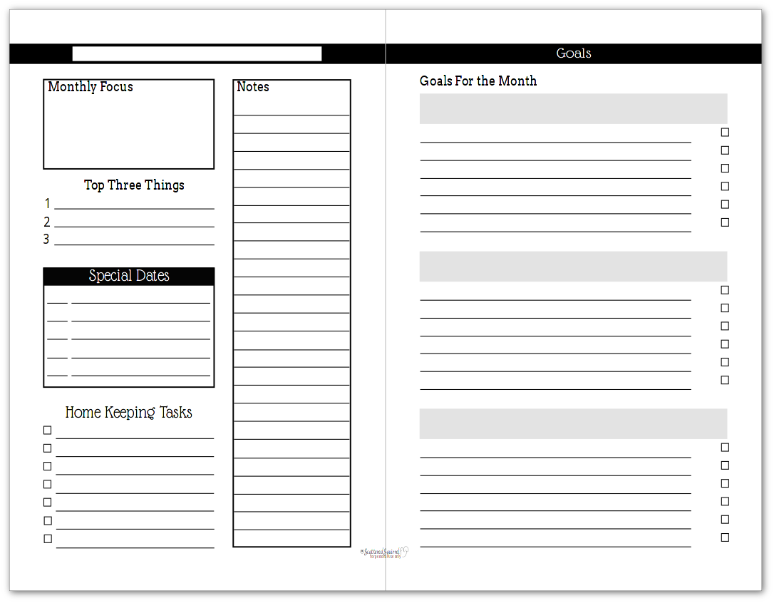 Black and White Monthly Planner Printables are here