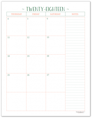 2018 Dated Monthly Calendar - Two Pages Per Month