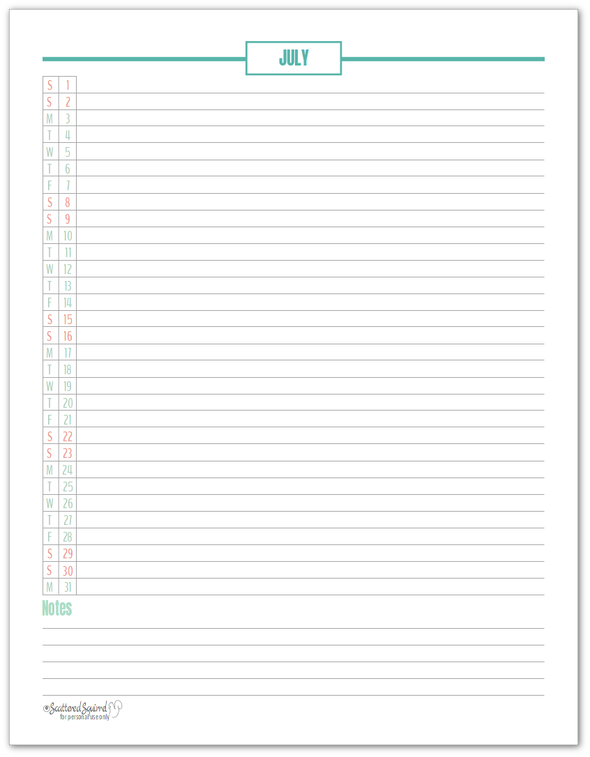 2017 July Horizontal Dates - Scattered Squirrel