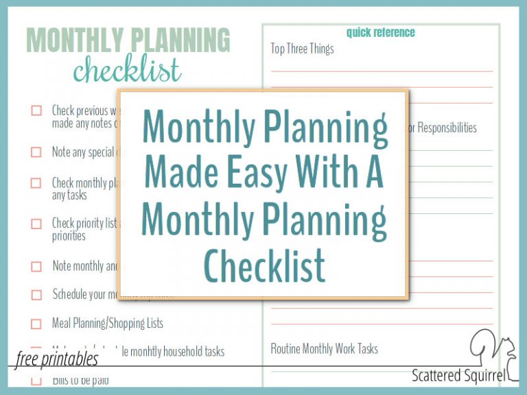 Monthly Planning Checklist - Scattered Squirrel