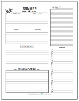 Black and White Summer BBQ planner