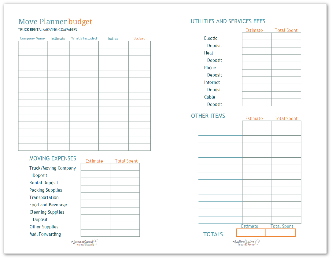 Organize Your House Hunt With Half Size Move Planner Printables