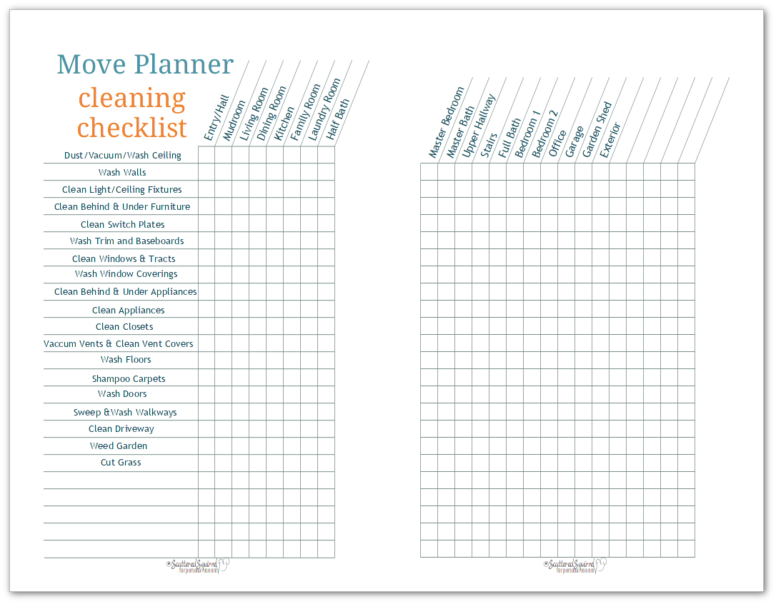 Furniture Measurements List New Home Checklist Moving Printable