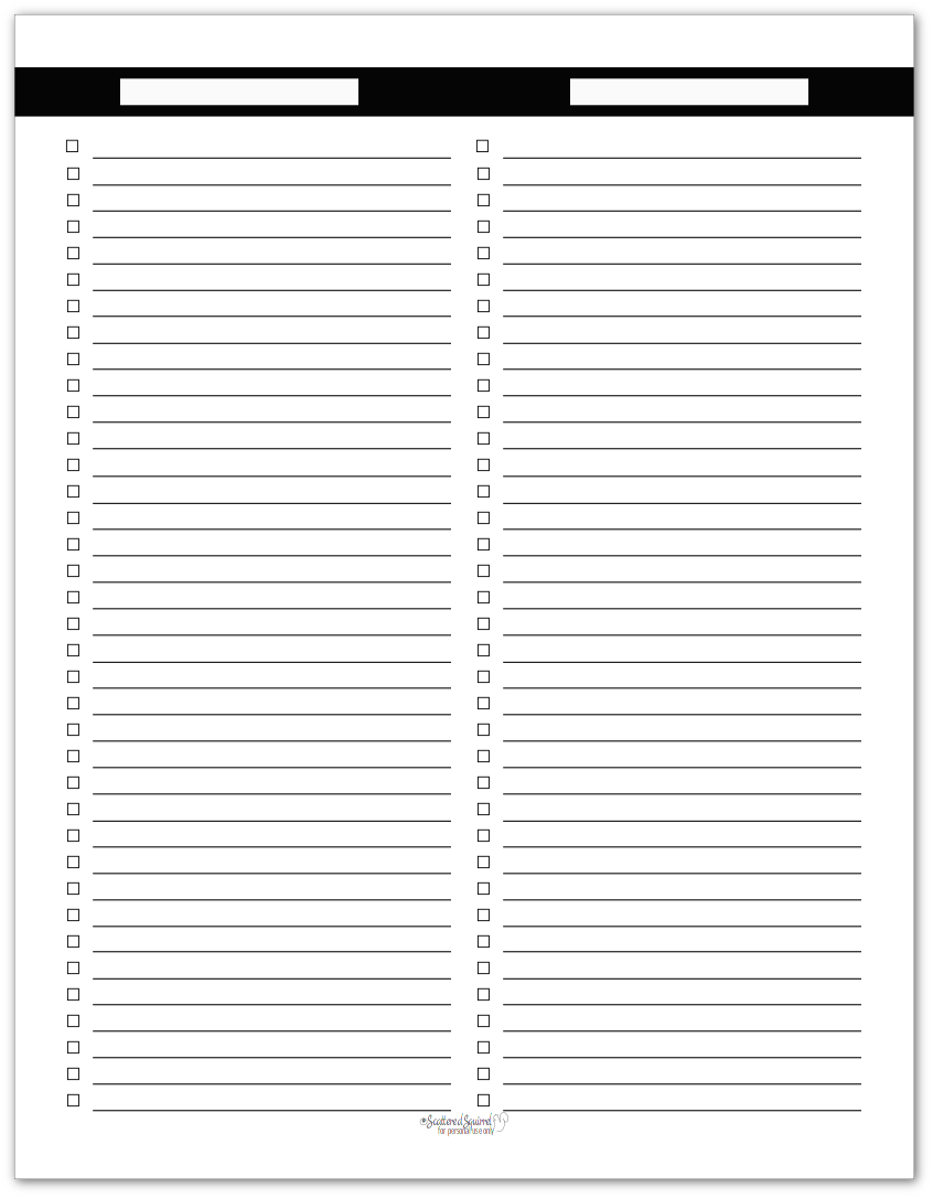 10 Awesome Printable To Do List Black White