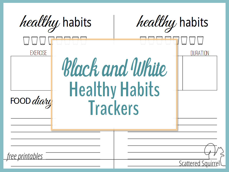 Black and White healthy habits trackers help you stay on top of your health routine.