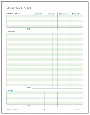 Monthly Family Budget Printables - page 3