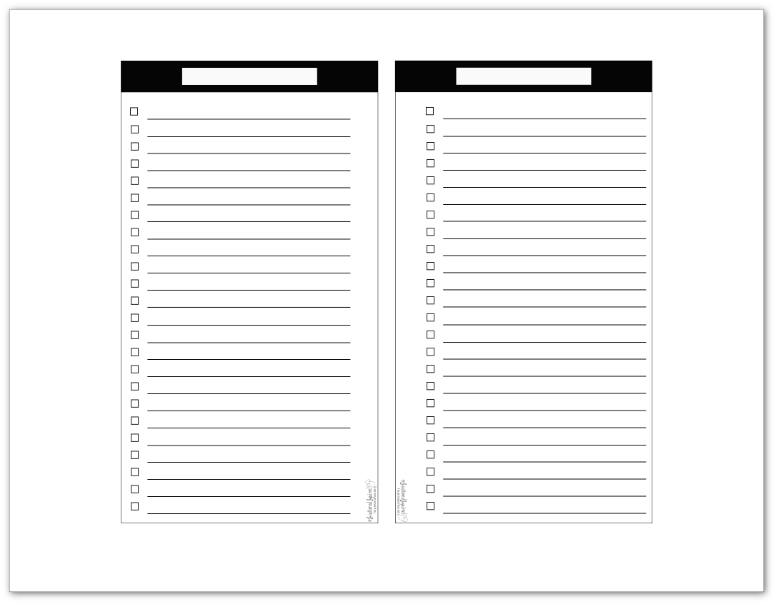 Personal Size - Black and White - Master To-Do List