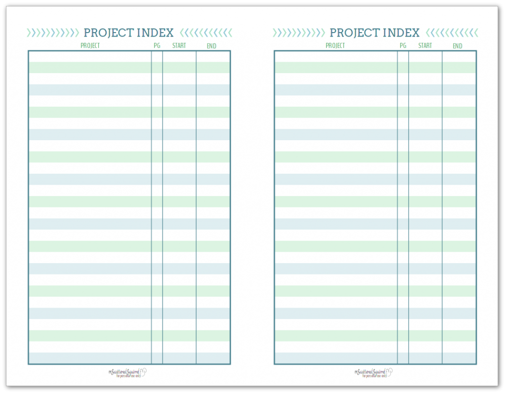 halve Projectindex, om u te helpen bij te houden aan de projecten waaraan u momenteel werkt, de projecten die u wilt starten en de projecten die u hebt voltooid.