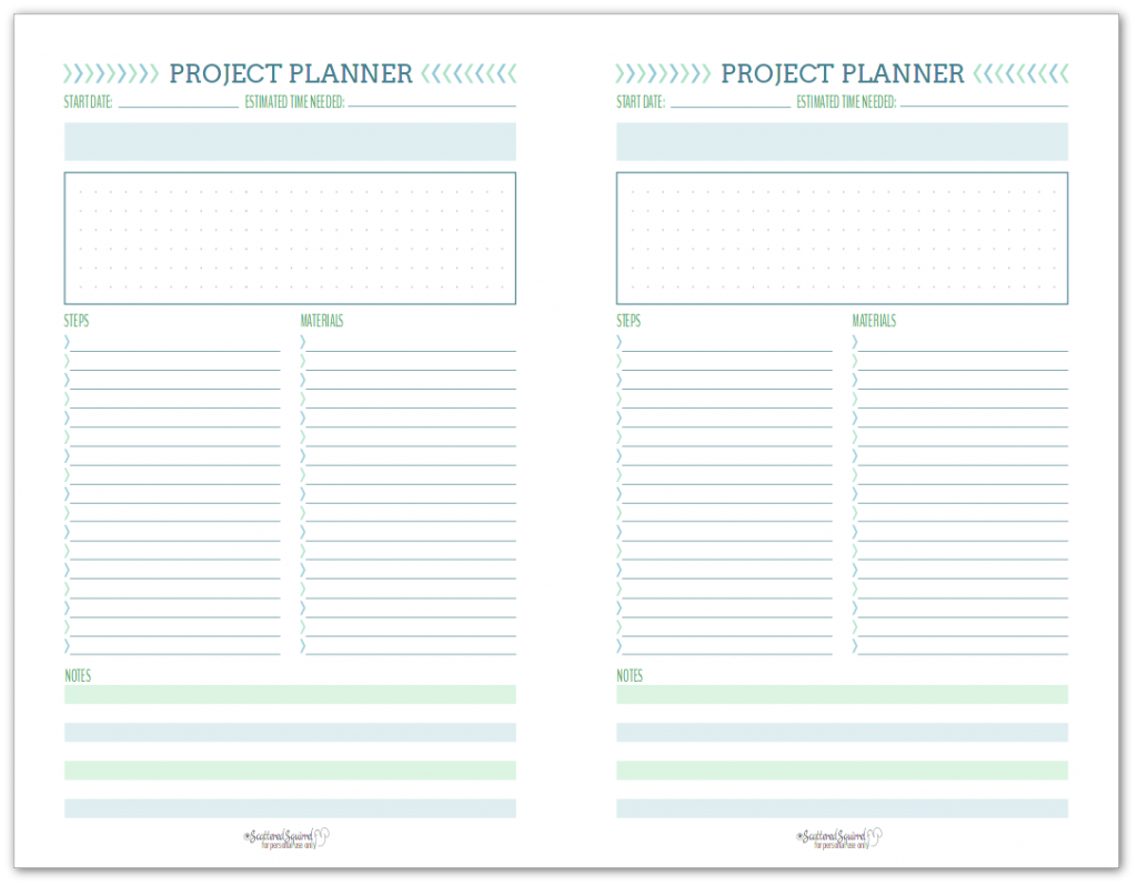 poloviční velikost projektového plánovače, který vám pomůže naplánovat podrobnosti o vašich projektech.