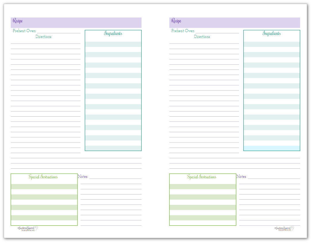 Organize Your Recipes With These Handy Recipe Page Printables