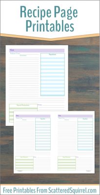 Keep your recipes organized with these printable recipe pages.