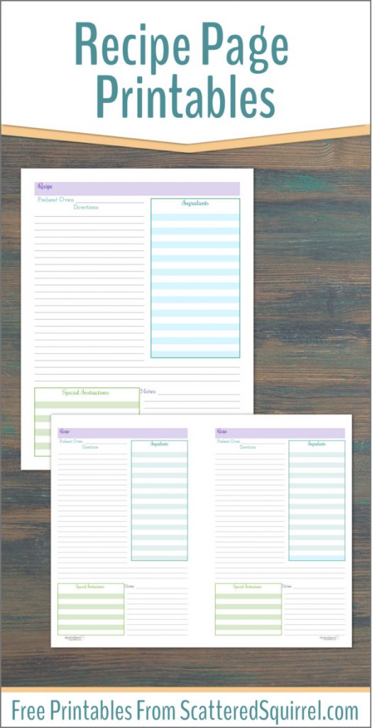 Organize Your Recipes with These Handy Recipe Page Printables