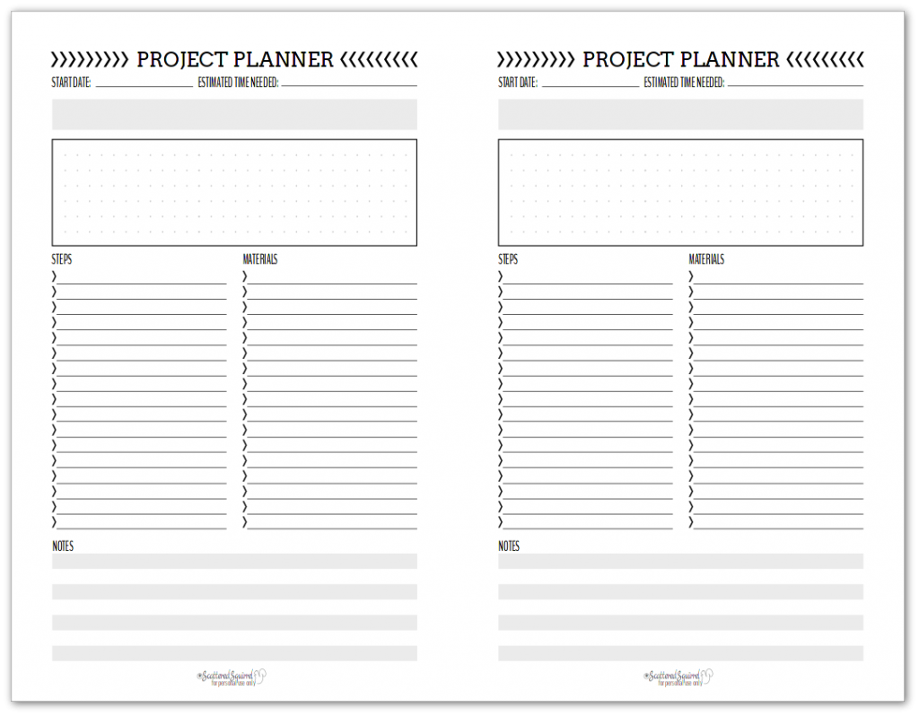 free printable project planner page