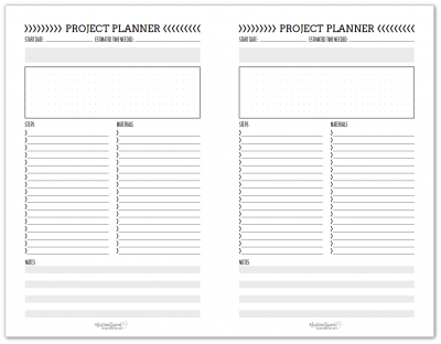 half-size black and white project planner