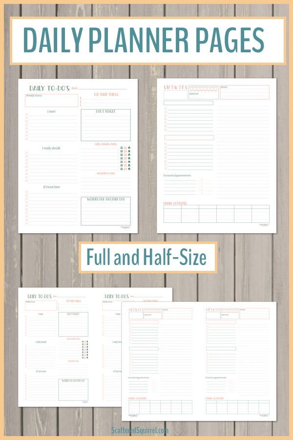 2018 Daily Planning Printables - Scattered Squirrel