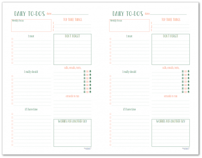 These half-size daily to-do planners are great for organizing your tasks and errands each day.