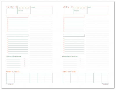 Half-Size daily planner and tasklist - lets you plan your day ad keep track of what your family has going on.