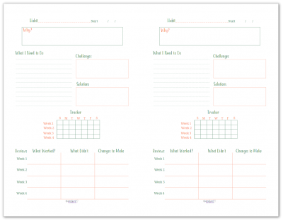 Building new habits can be challenging, this half-size habit building worksheet and tracker can help you focus on creating solid habits that work for you.