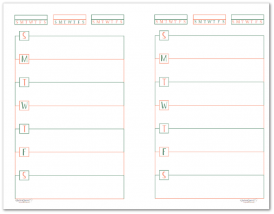 This half-size single page weekly planner page starts on Sunday and features habit trackers at the top of the page.