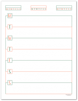 This single page weekly planner page starts on Monday and features habit trackers at the top of the page.