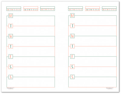 This half-size single page weekly planner page starts on Monday and features habit trackers at the top of the page.