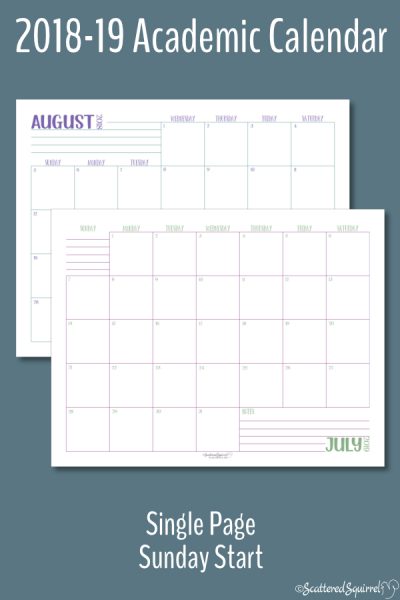 Introducing the 2018-2019 Academic Calendars! - Scattered Squirrel