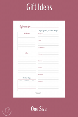 The Gift Ideas printable is a great place to collect ideas and inspiration for giving your loved ones the perfect gift.