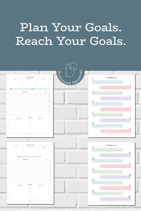 Writing your goals down allows you to plan them and break them down so they're easier to acheive. These goal setting printables offer structure and a simple format to help keep the focus on your goal.