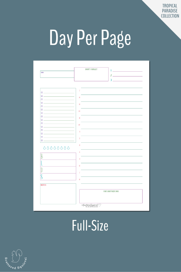 Plan your day in detail with this day per page daily planner printable.