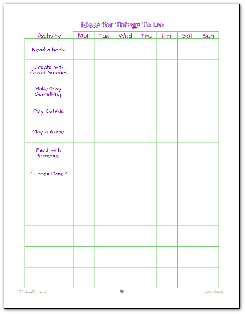 printable to do lists for kids