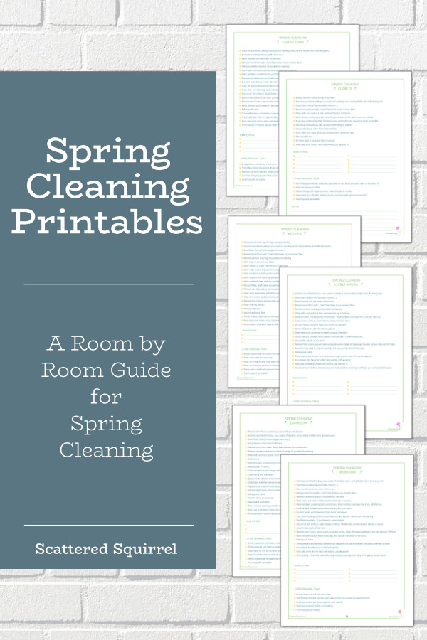 These printable spring cleaning printables take the guess work out of what to clean. Each page is a different room with a list of everything you might want to clean in the spring.