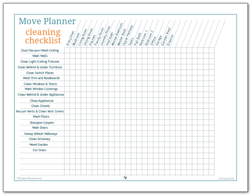 move in cleaning checklist