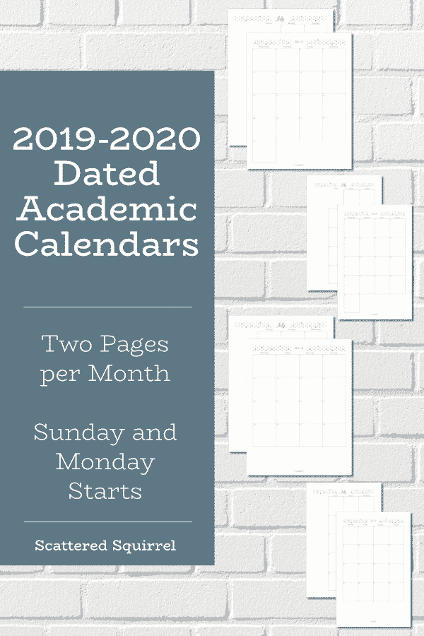 Plan your academic year with the 2019-2020 Academic Two Pages per Month calendars. These off tons of room for planning and note taking.