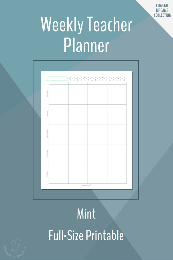 Weekly Teacher Planner Printable in Full-Size in Mint