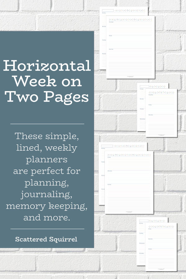 Week on 2 Pages Horizontal Planner Calendar Refill – Monday Start