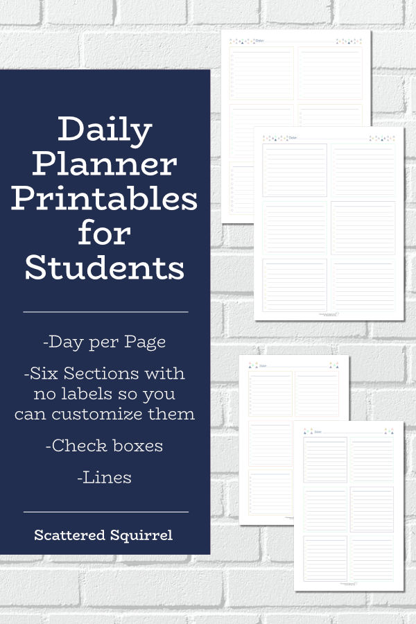 These daily planner printables for students offer versatility for planning and tracking. Customize the sections by subject or category to make them work how you need them too.