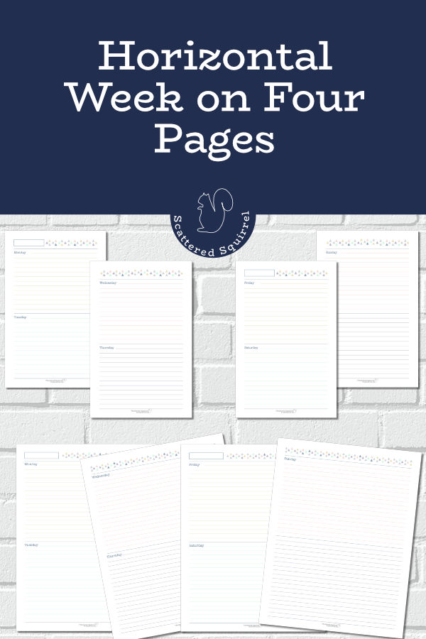 New Horizontal Week on Four Pages Planner Printables