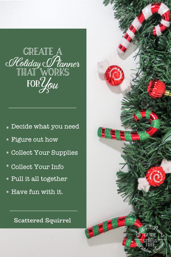 A great way to reduce stress during the holidays is to create a holiday planner. Tailor it to fit your planning needs each holiday season and it will help make the holiday season run much smoother.