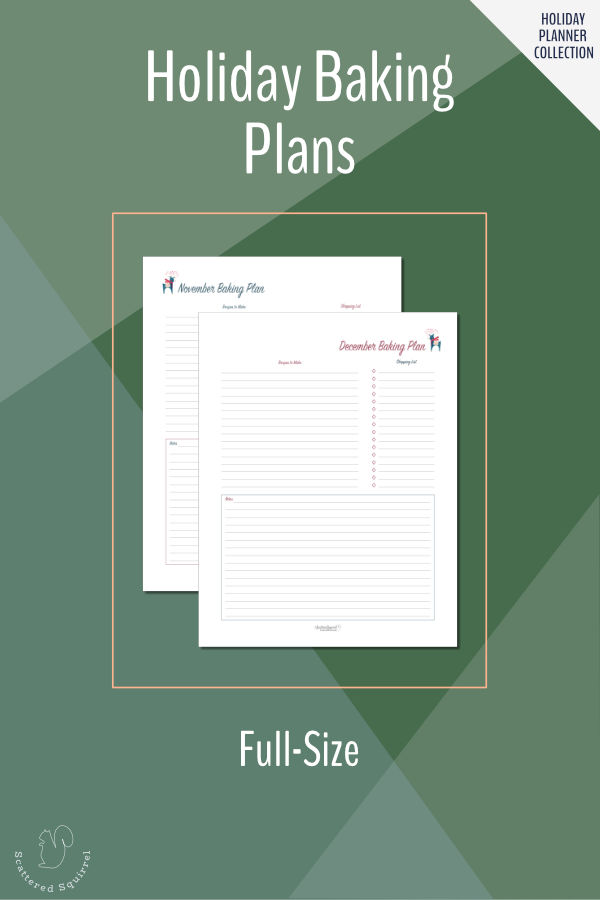 Plan your holiday baking by month with this holiday baking plans planner set.