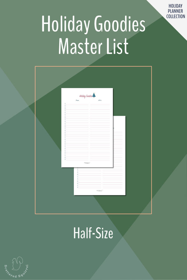 The Holiday Goodies Mast List is a great tool to keep a list of all your holiday recipes so they're easy to find