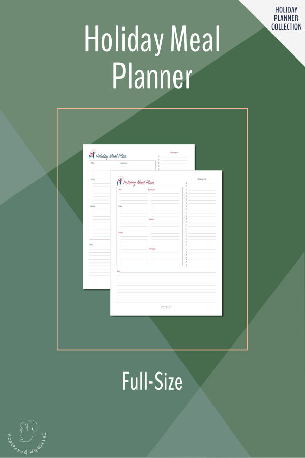 Make planning those holiday meals quick and easy with the holiday meal planner printable. In full (letter) size.