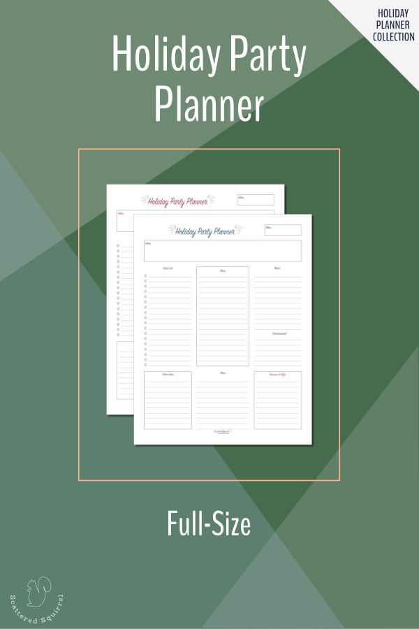 Plan your holiday party with this full size holiday planner printable.