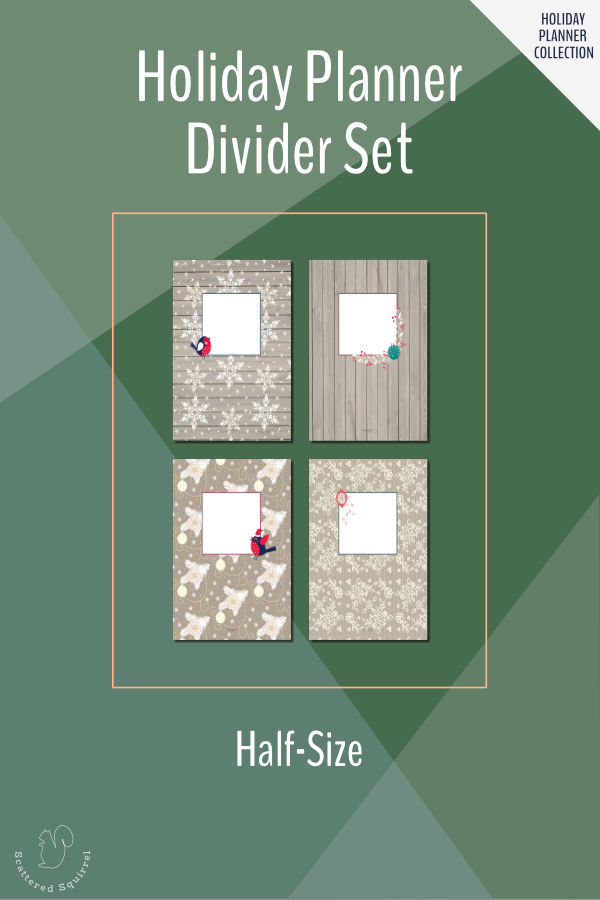 These free, printable, half-size divider pages are a pretty way to organize your holiday planner.