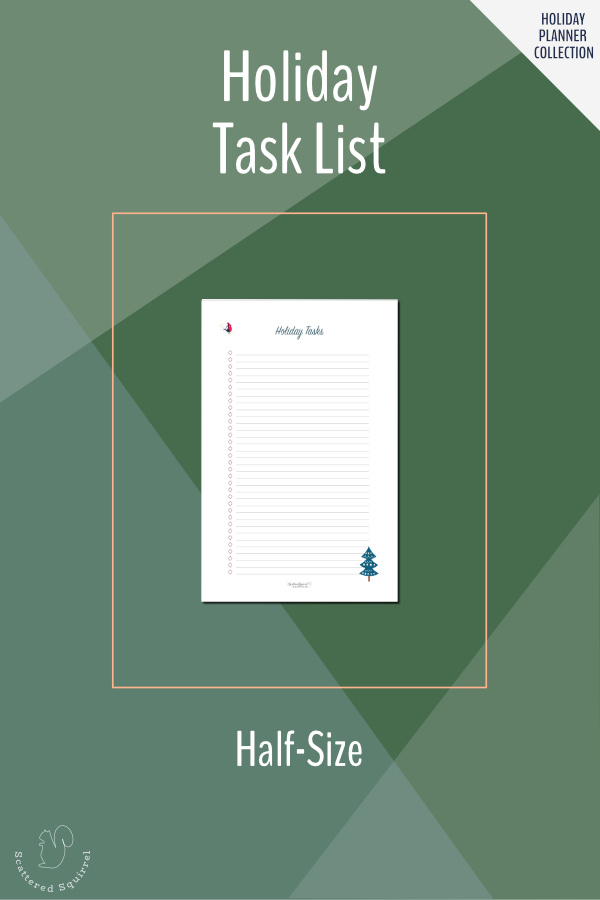 Keep track of all your holiday tasks and to-dos with this printable, Half-Size Holiday Task List