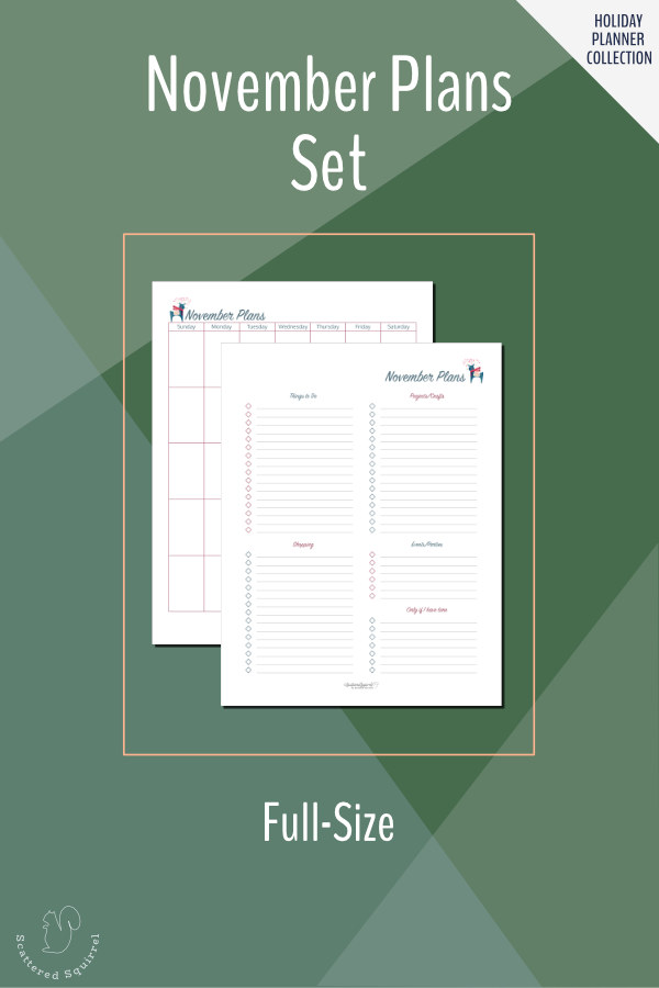 Keep all your holiday plans for November in one place with these November Planning pages.