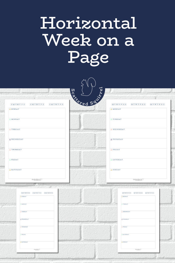 New Horizontal Week on a Page Planner Printables