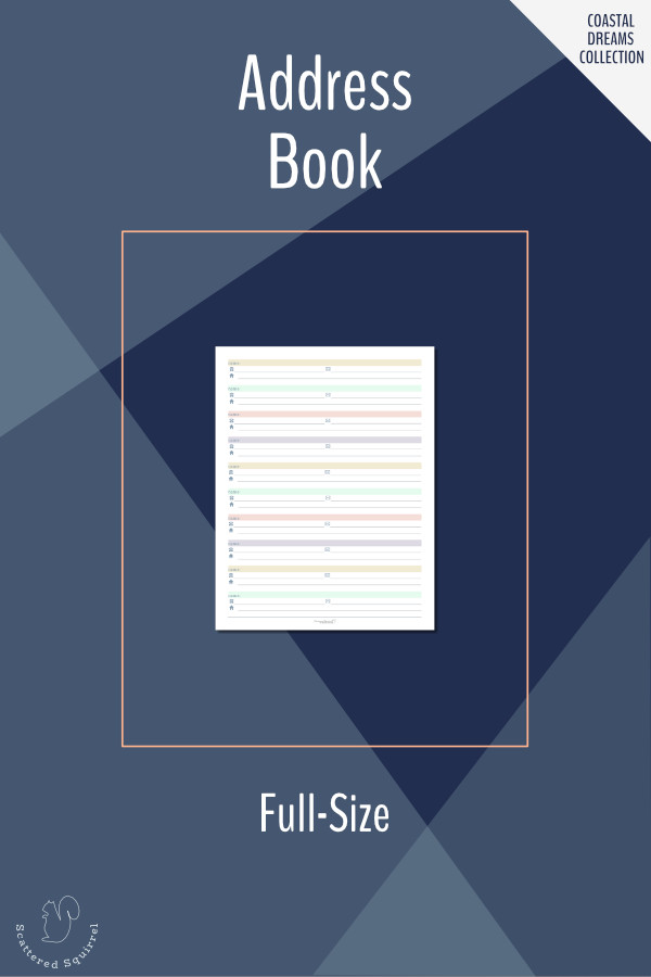 Use these full-size address book printables to keep track of the contact information of your nearest and dearest.